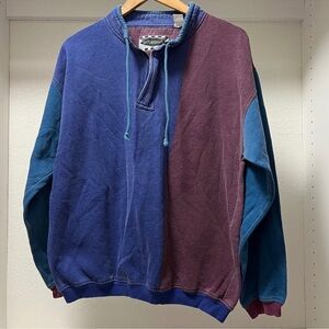 SATURDAYS Men's XL Burgundy Purple Blue COLOR BLOCK Pullover
Jacket RARE VINTAGE